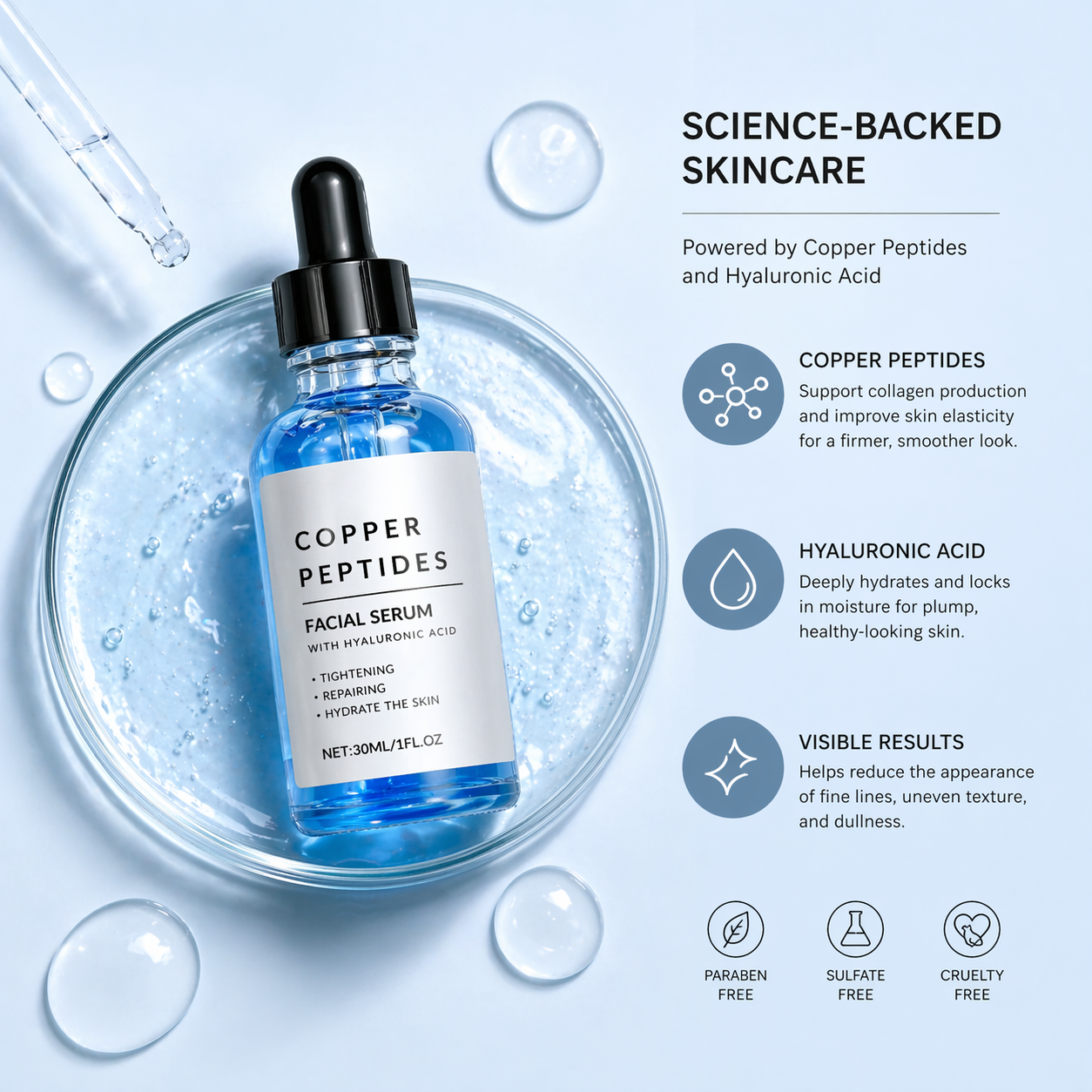 Copper Peptide Serum, Daily Recovery Formula
