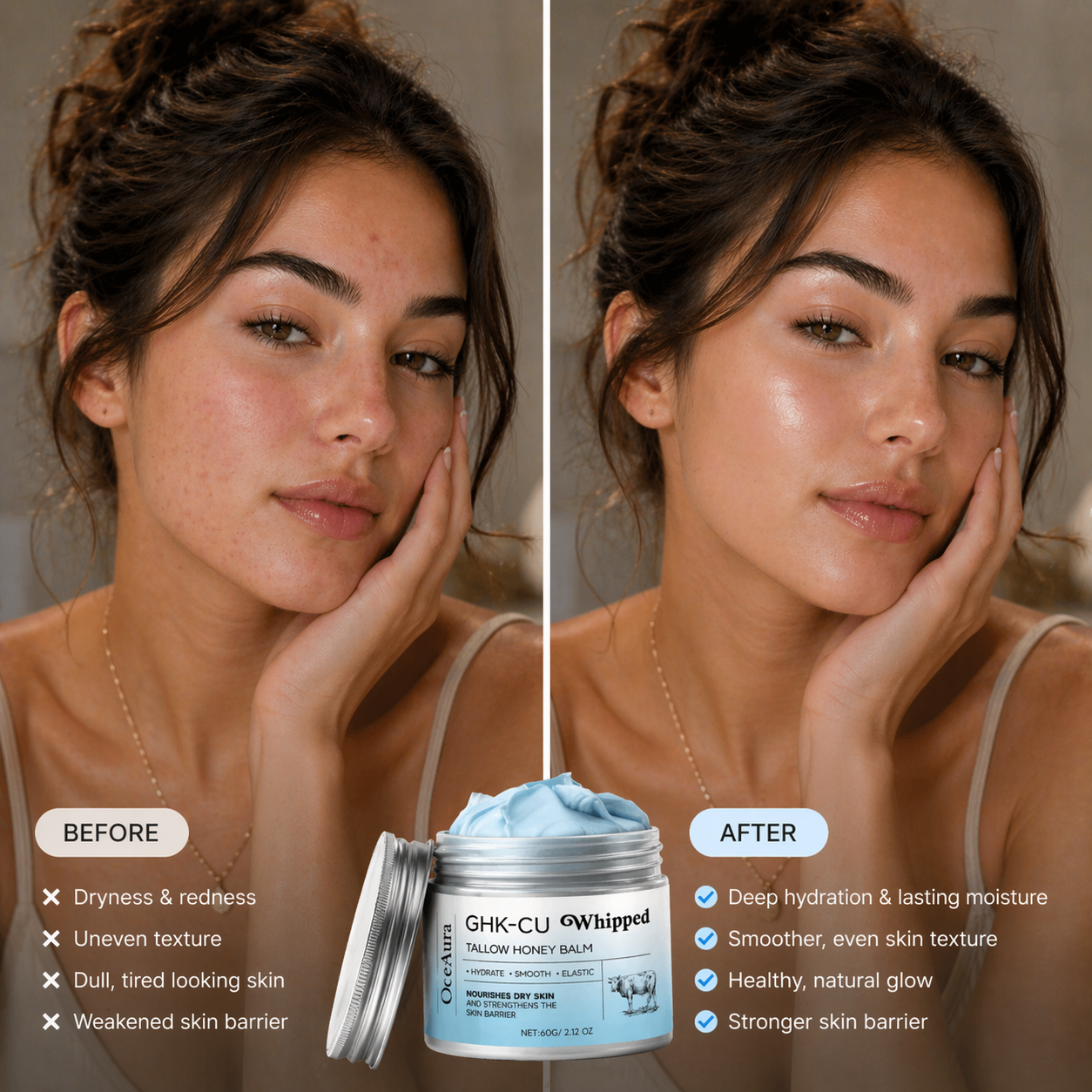 GHK-Cu Tallow Honey Balm, Overnight Barrier Repair